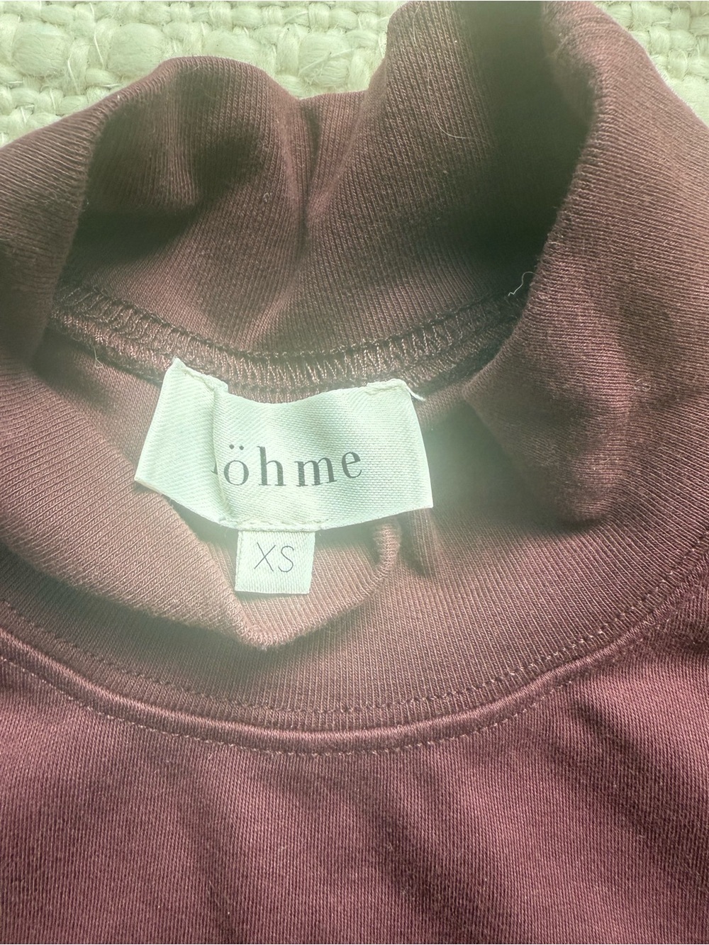 Bohme Short-Sleeve Mock Neck Top in Maroon - Picture 2 of 5
